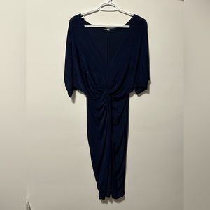 Navy Blue Fashion Nova Front Knot Sparkle Dress